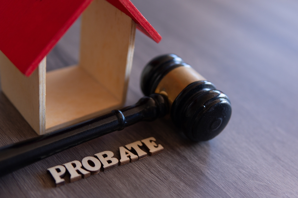 Closeup,Image,Of,Judge,Gavel,,Wooden,House,And,Word,Probate.